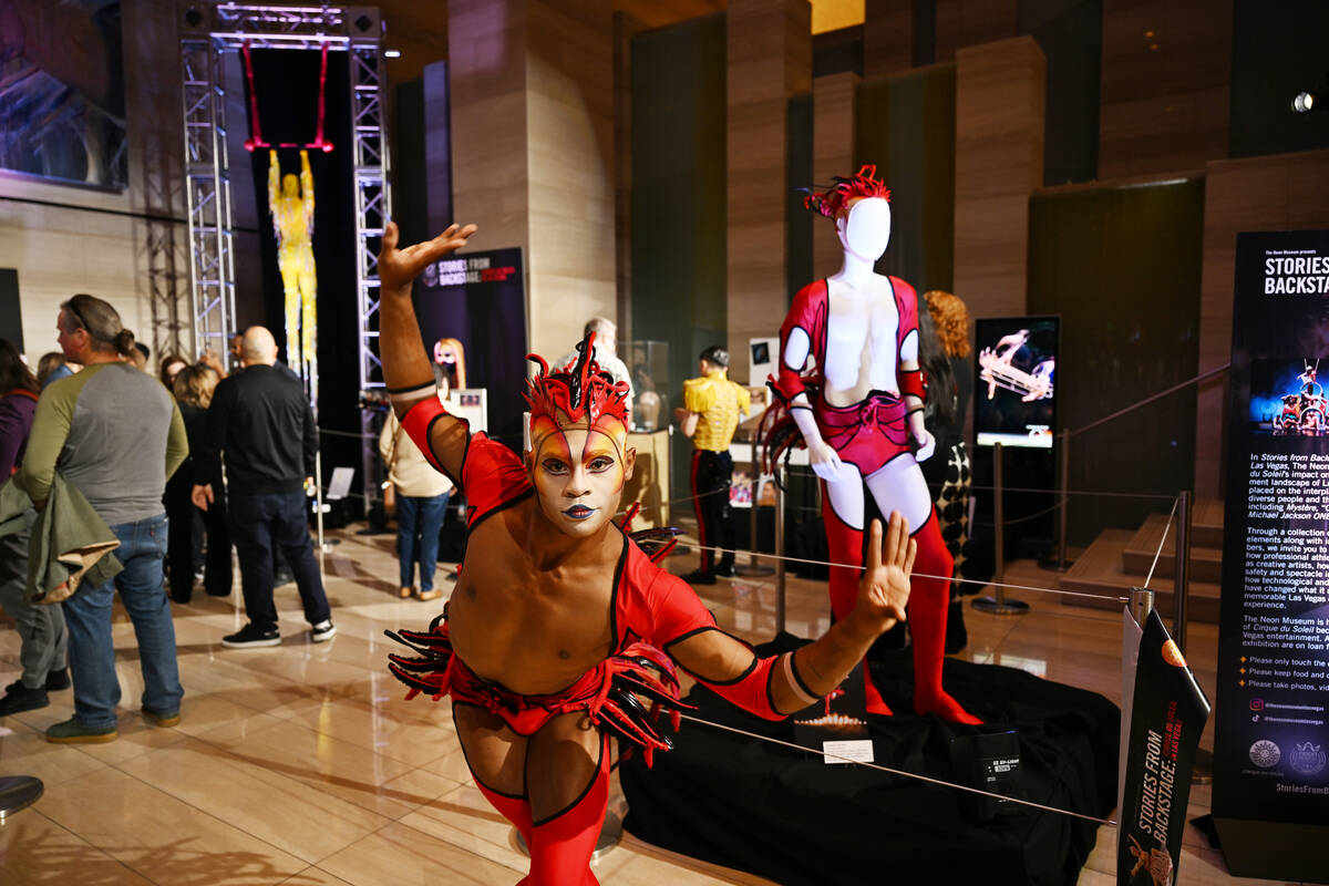 A general view of The Neon Museum's "Stories from Backstage: Cirque du Soleil in Las Vegas" exh ...