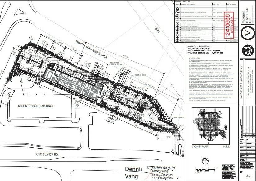 Blueprints for the approved Hampton Inn on North Durango Drive and North Oso Blanca Road. (Subm ...