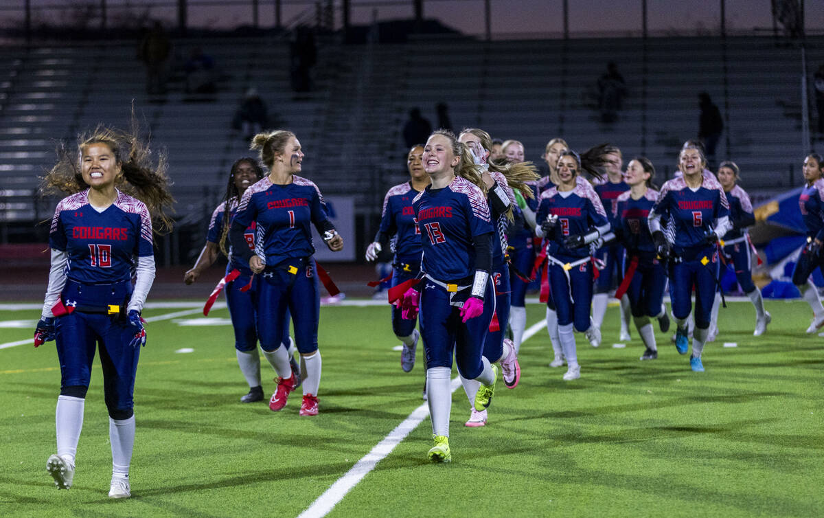 Coronado players celebrate their victory coming off the field against Sierra Vista in their Cla ...