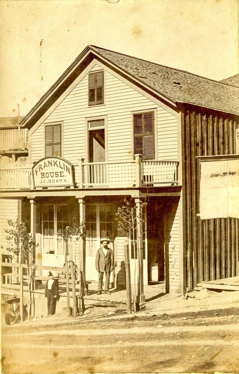 An undated photo of the Franklin House, a possible boarding house or hotel in Gold Hill. The bu ...