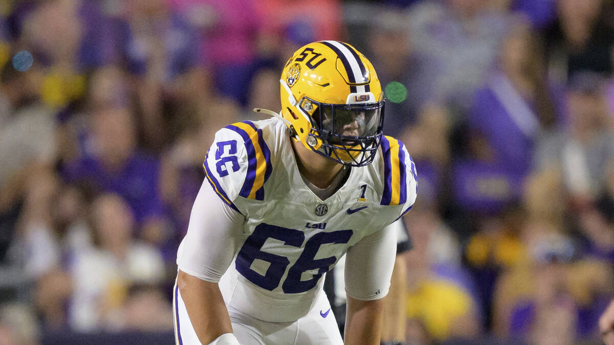 LSU offensive tackle Will Campbell (66) lines up during an NCAA football game against South Ala ...