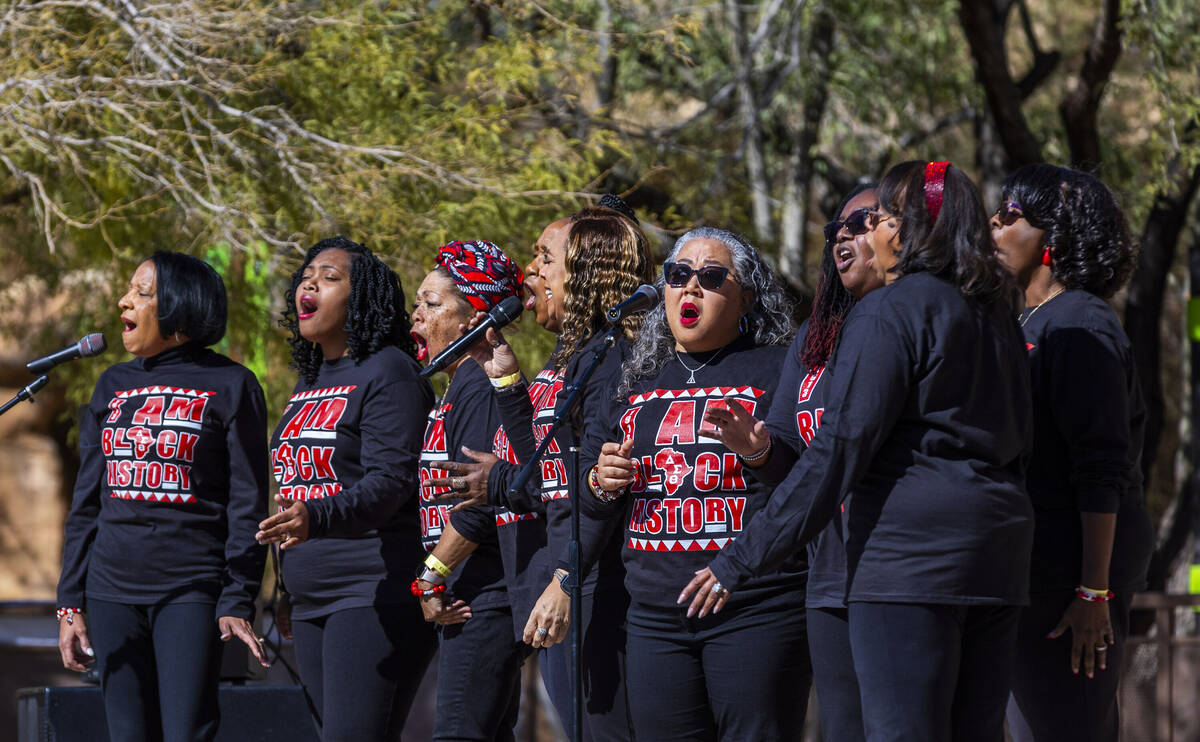 The Delta Sigma Theta Sorority Ensemble performs the Black National Anthem to open the Black Hi ...