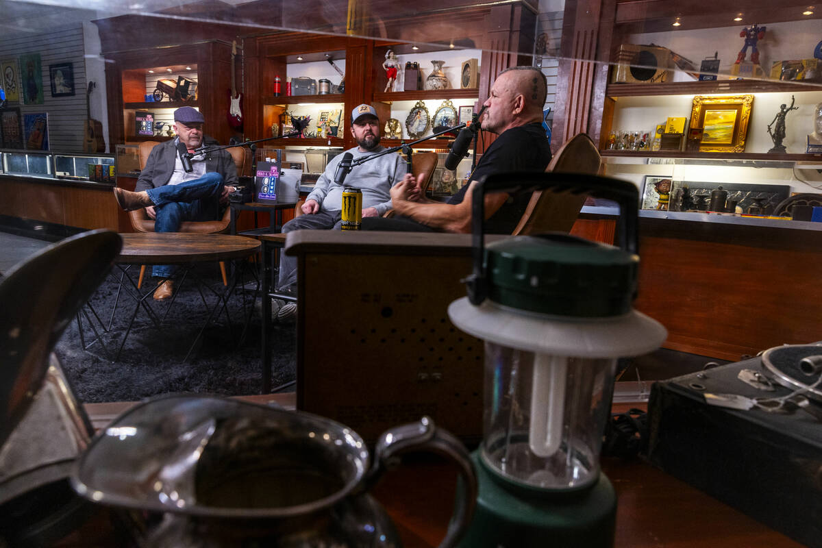 (From right) Former UFC champ Chuck Liddell talks with Austin "Chumlee" Russell and R ...