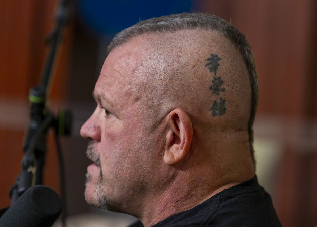 Former UFC champ Chuck Liddell speaks while filming for the launch of "Pawn After Dark&quo ...