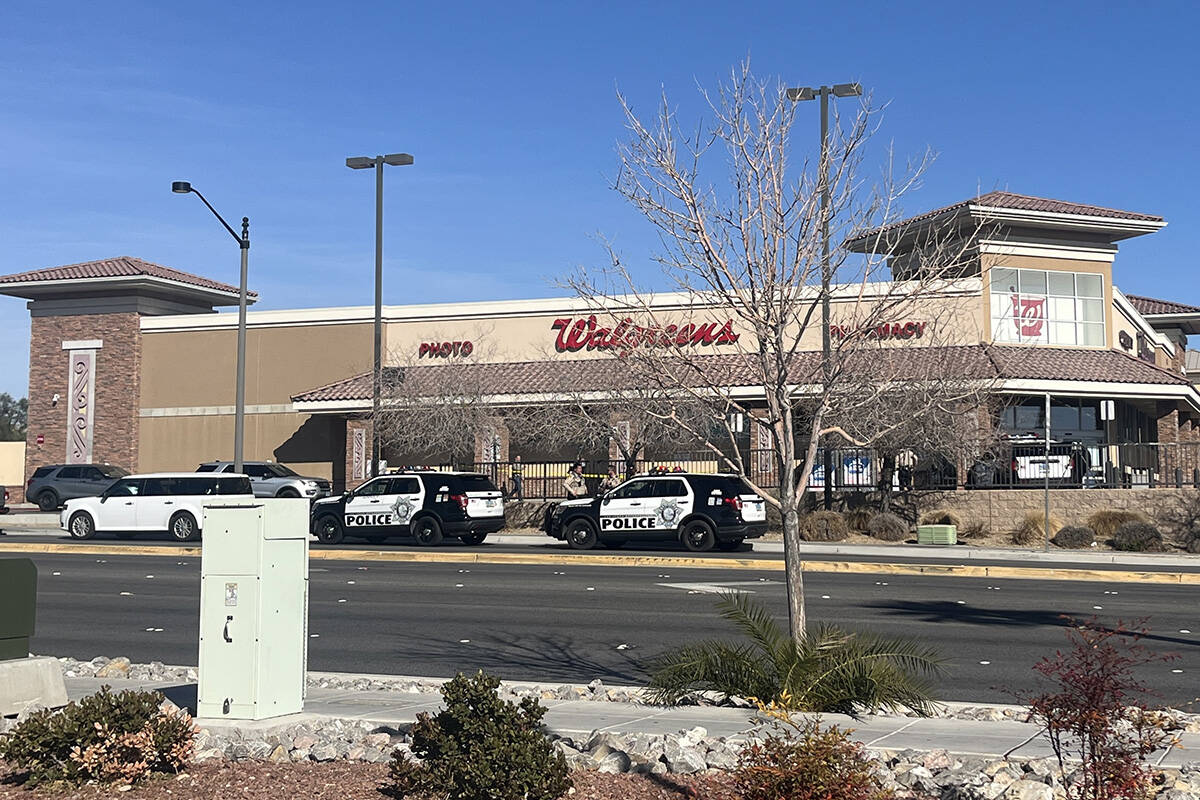 Police investigate a homicide Monday, Feb. 17, 2025, on the 6800 block of North Durango Drive i ...