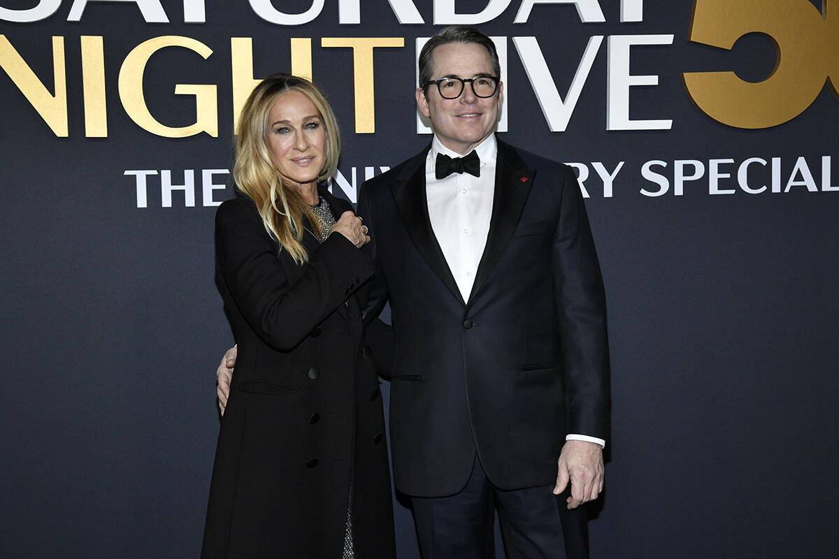 Sarah Jessica Parker, left, and Matthew Broderick attend "SNL50: The Anniversary Special&q ...