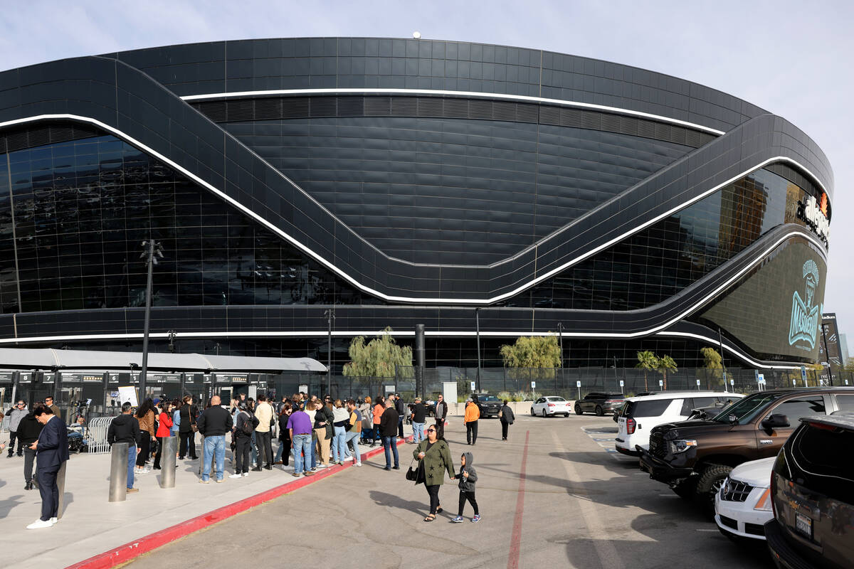 People arrive to vote at Allegiant Stadium in Las Vegas Tuesday, Nov. 5, 2024. (K.M. Cannon/Las ...