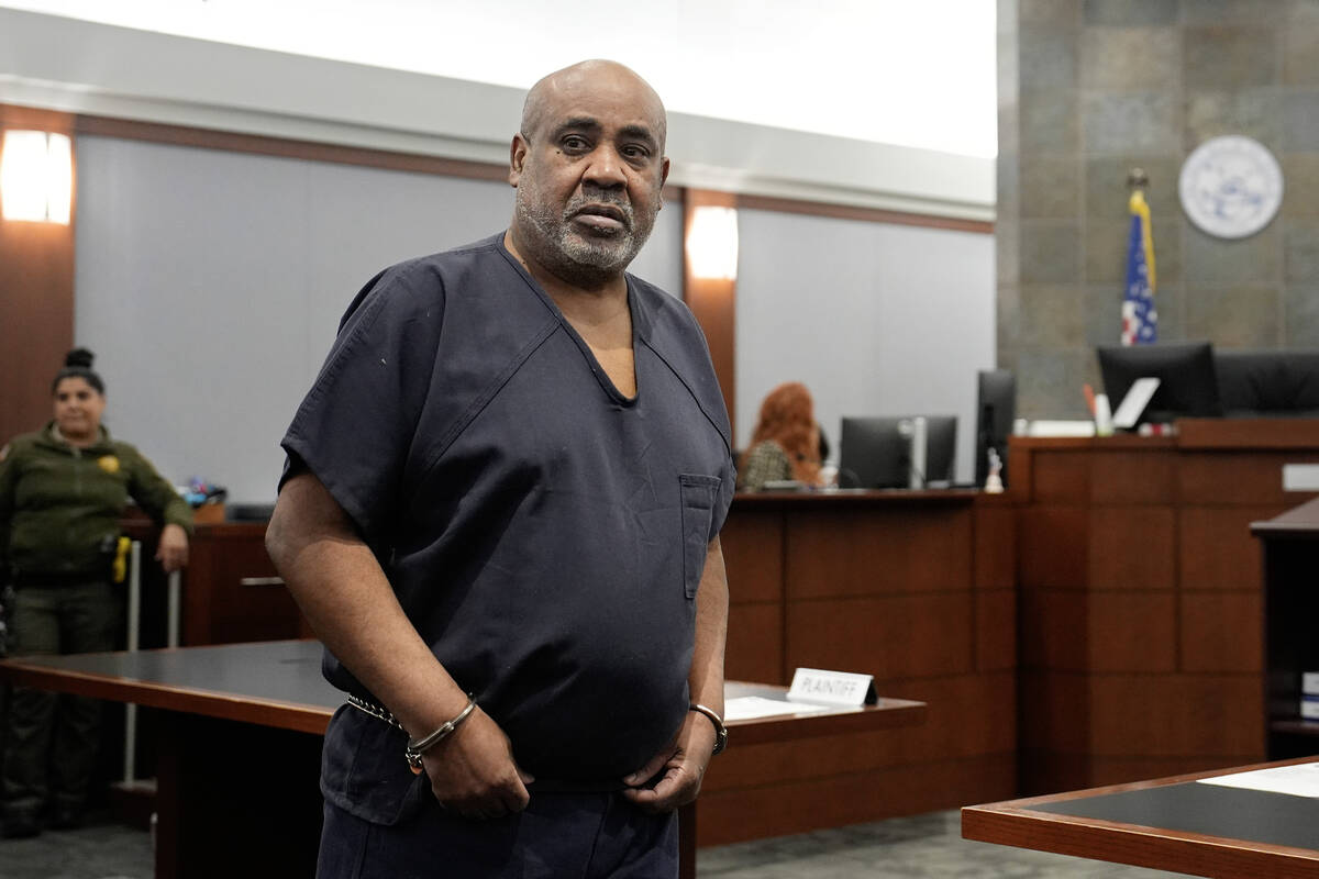 Duane "Keffe D" Davis walks into District Court for a status check on trial readiness for his a ...