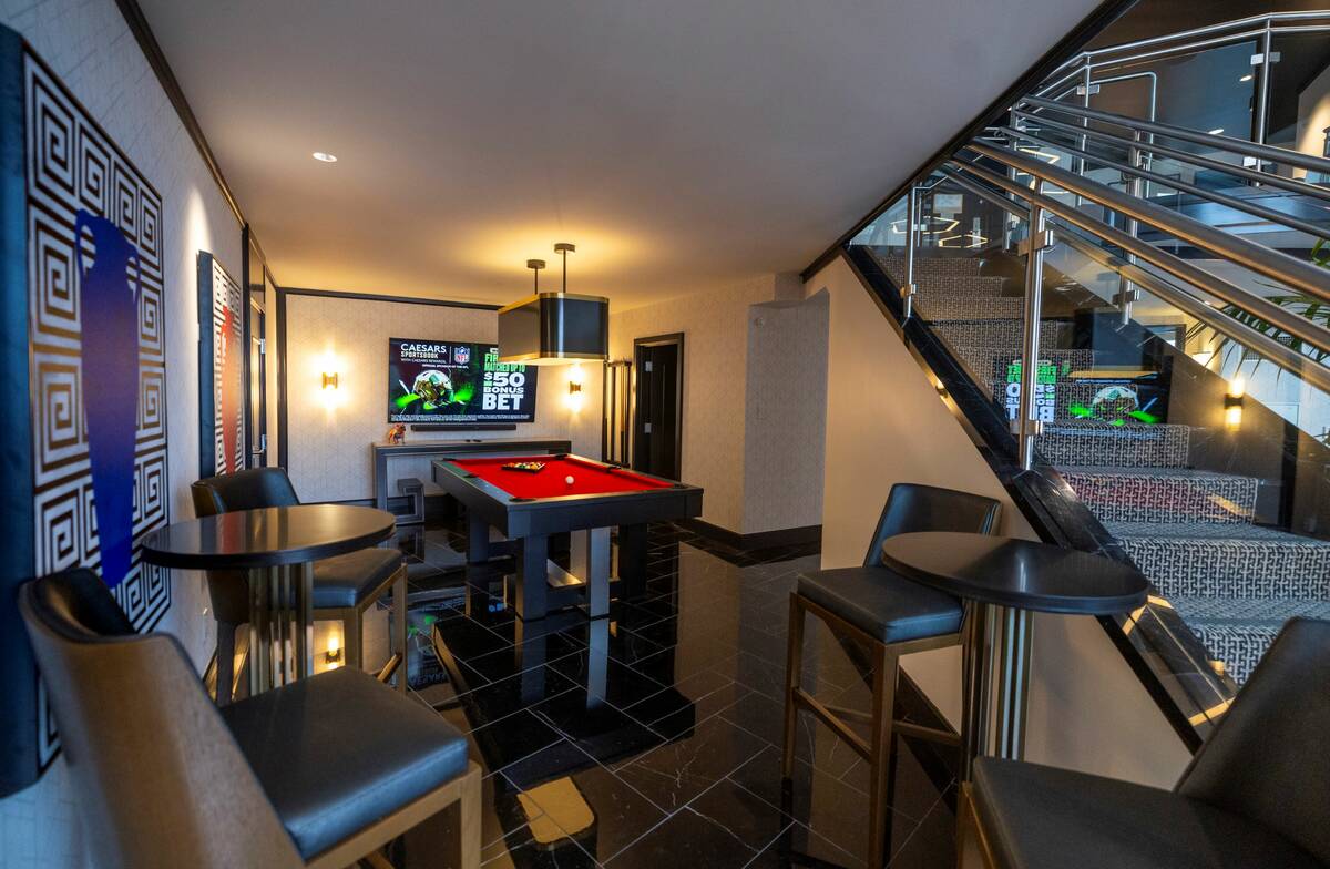 A pool table is a feature in the Colosseum Tower Flavian Sky Suite within Caesars Palace as Cae ...