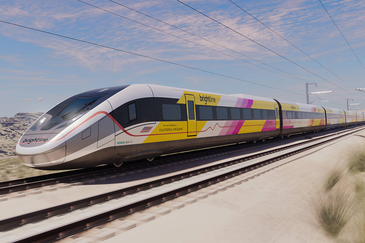 A rendering of a Siemens Mobility American Pioneer 220 train, which will be used on Brightline ...