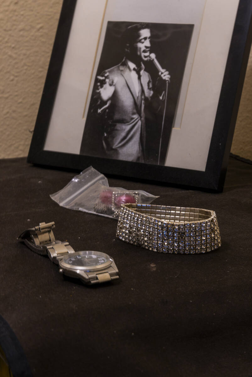 A portrait of Sammy Davis Jr. and the types of jewelry he might have worn are on display in the ...