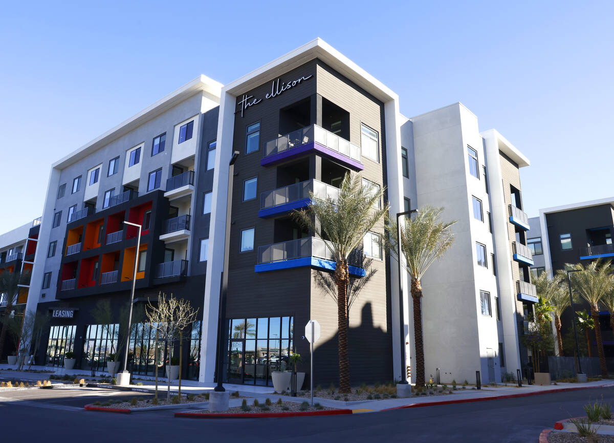 The Ellison, a new apartment complex at The Gramercy mixed-use center, is seen, on Friday, Feb. ...