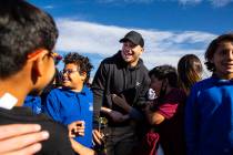 NFL fullback Alec Ingold hangs out with students at Coral Academy of Science Las Vegas' Windmil ...