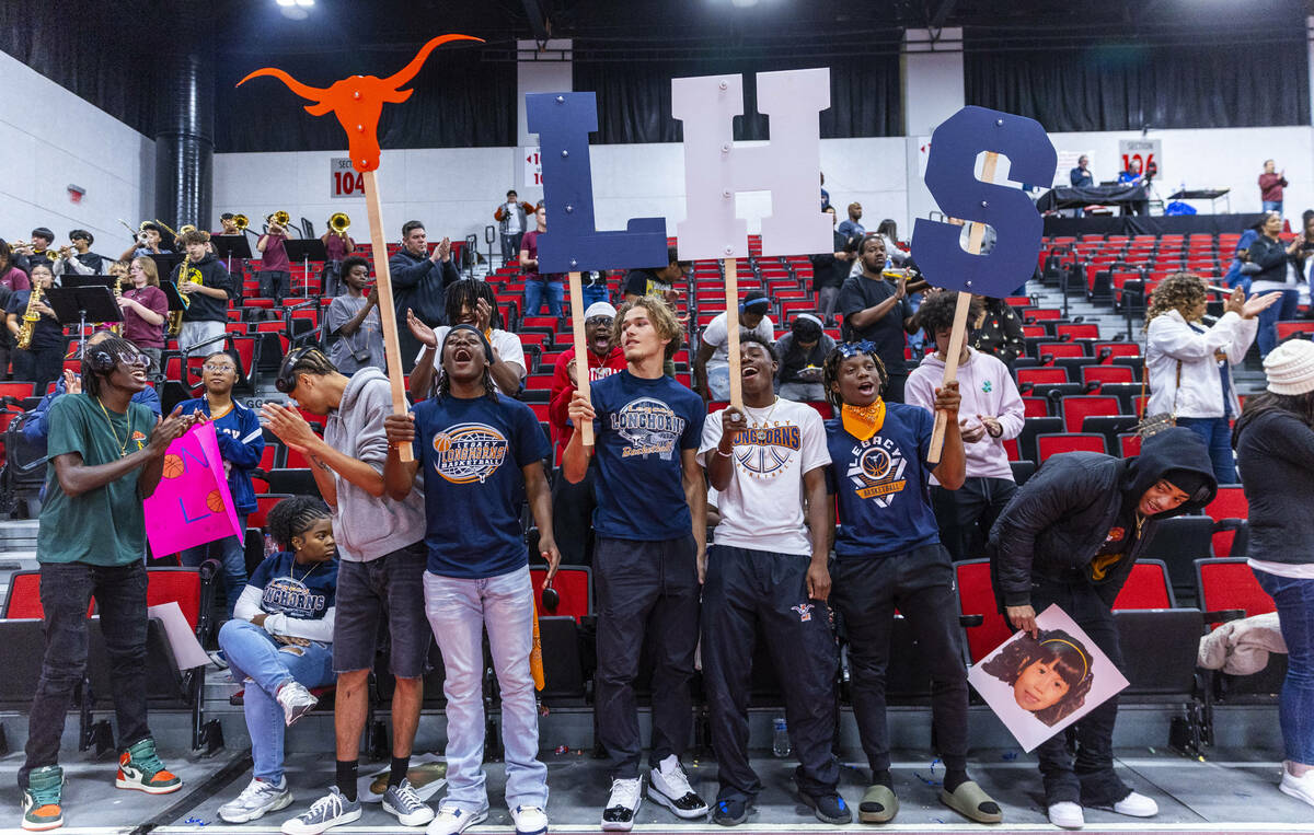 Legacy fans cheer for their players against Reno during the first half of their 4A girls basket ...