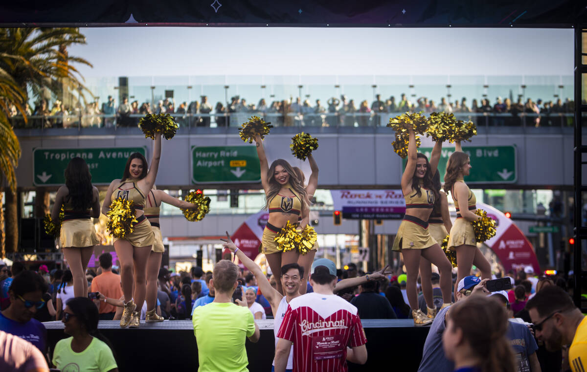 The Vegas Vivas perform for race participants before the start of the Rock ‘n’ Ro ...