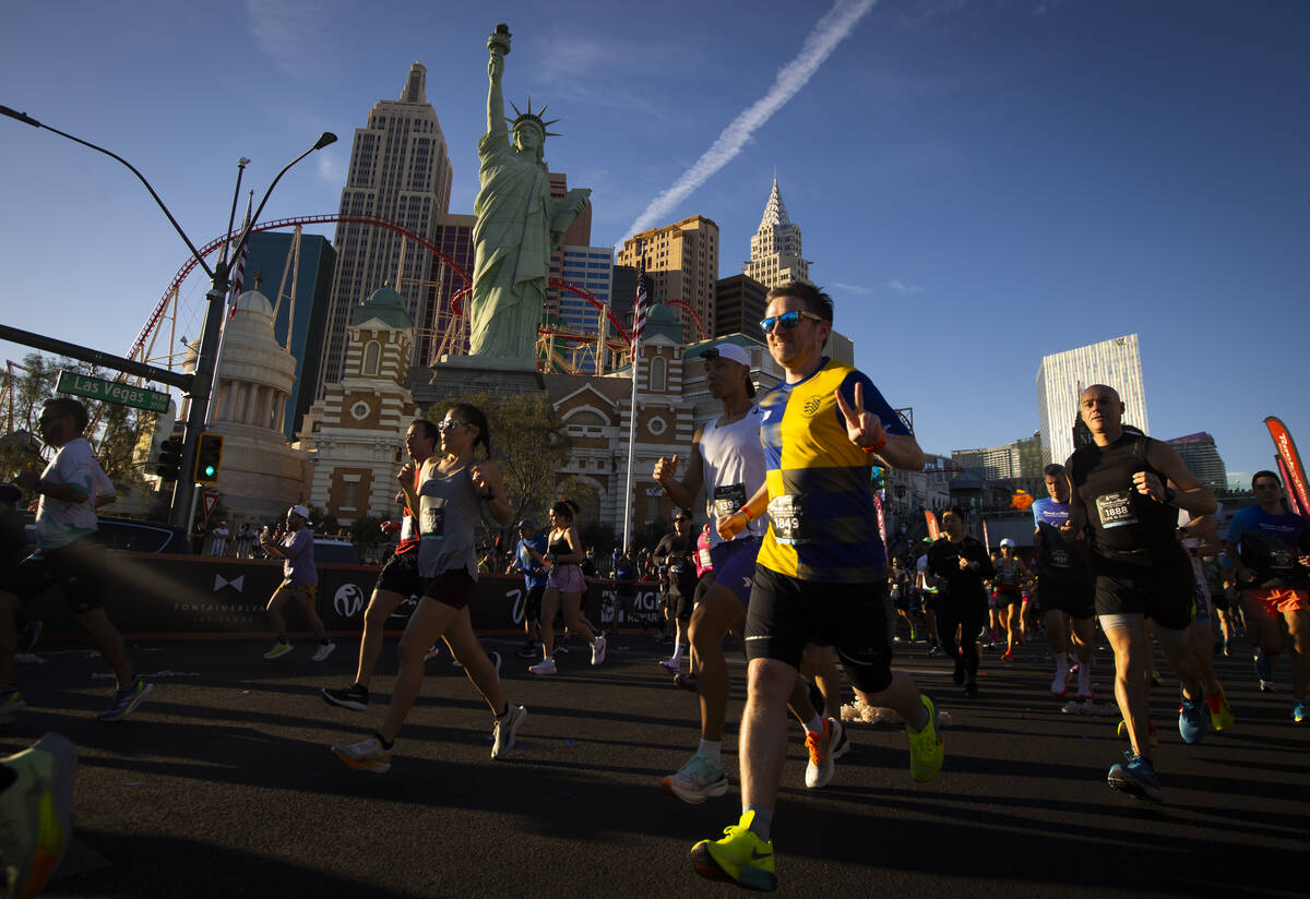 Race participants take off from the start line outside of the New York-New York during the Rock ...