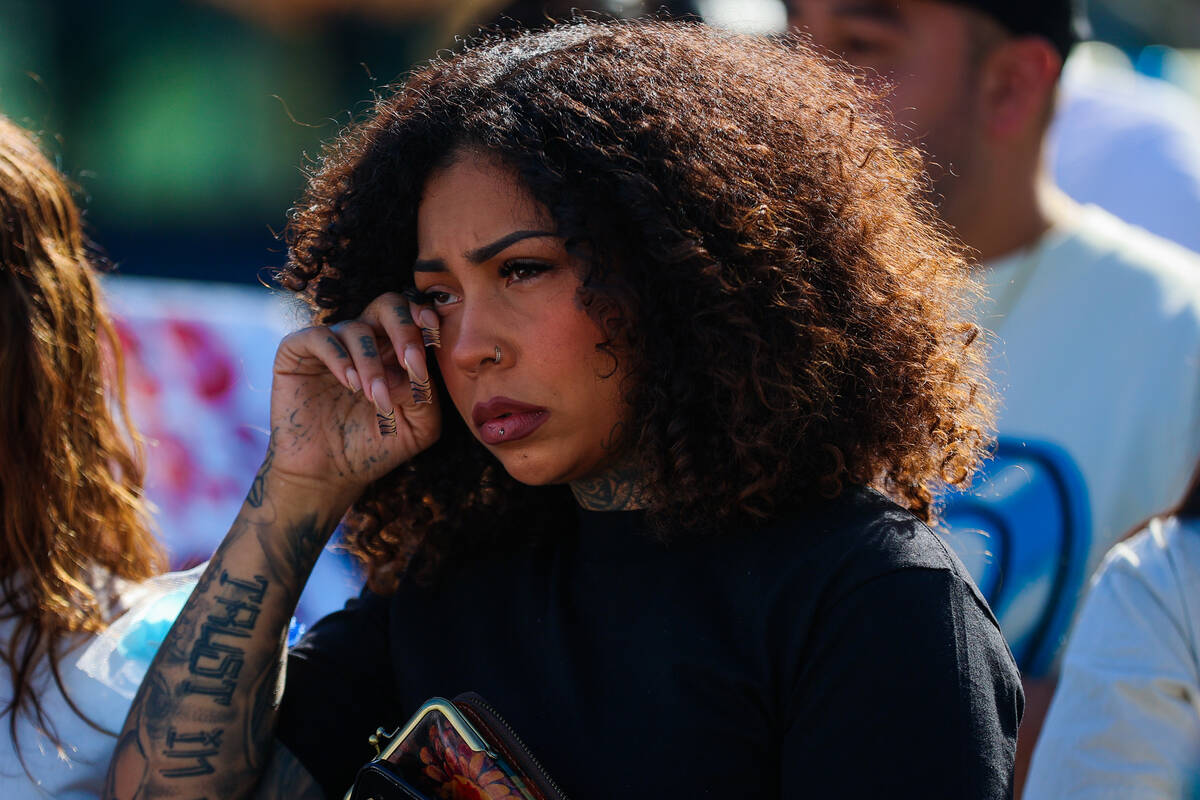 A demonstrator cries during a demonstration for Tabatha Tozzi at Metro Headquarters Sunday, Feb ...