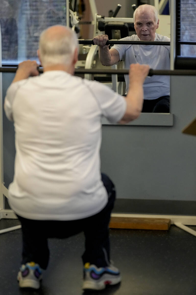Dr. Grover Smith works out at STEPS Fitness, Wednesday, Feb. 12, 2025, in Nashville, Tenn. (AP ...