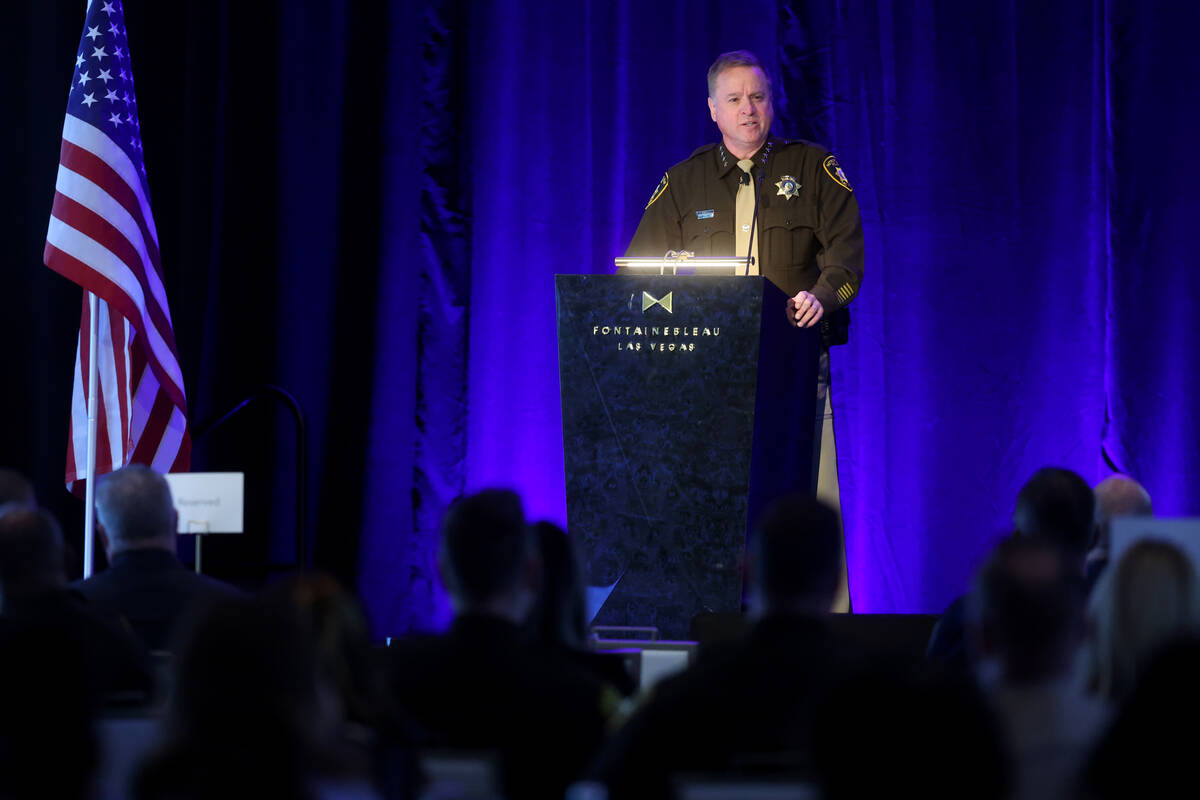 Clark County Sheriff Kevin McMahill speaks during his Metropolitan Police Department State of t ...