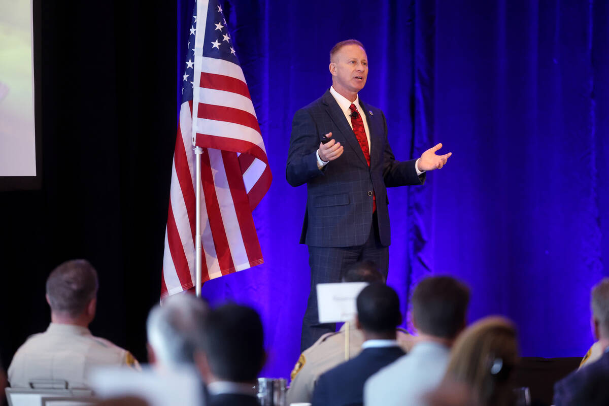 Metropolitan Police Department Chief Administrative Officer James Kilber speaks during Clark Co ...