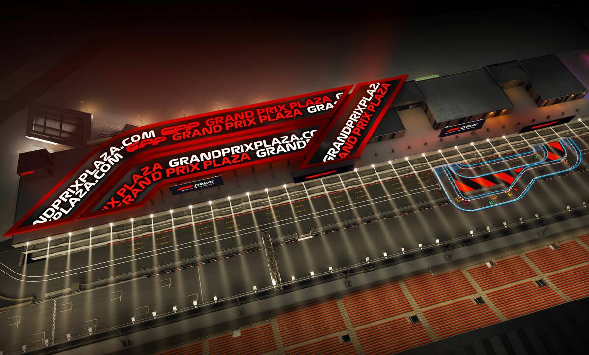 An artist rendering of the F1 Drive karting experience planned to open March 29, 2025 at Formul ...