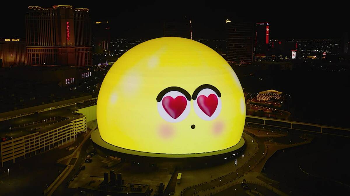 Among the many faces of Orbi, the emoji has been lovestruck on Valentine’s Day. (Sphere)