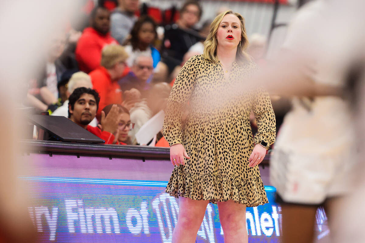 Lady Rebels head coach Lindy La Roque coaches her team during an NCAA women’s basketball ...