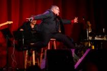 Comedian Murray Hill entertains the crowd at the Plaza Showroom in a show presented by Maverick ...