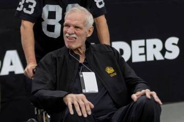 Former Raiders linebacker Ted Hendricks is shown before an NFL game between the Raiders and the ...