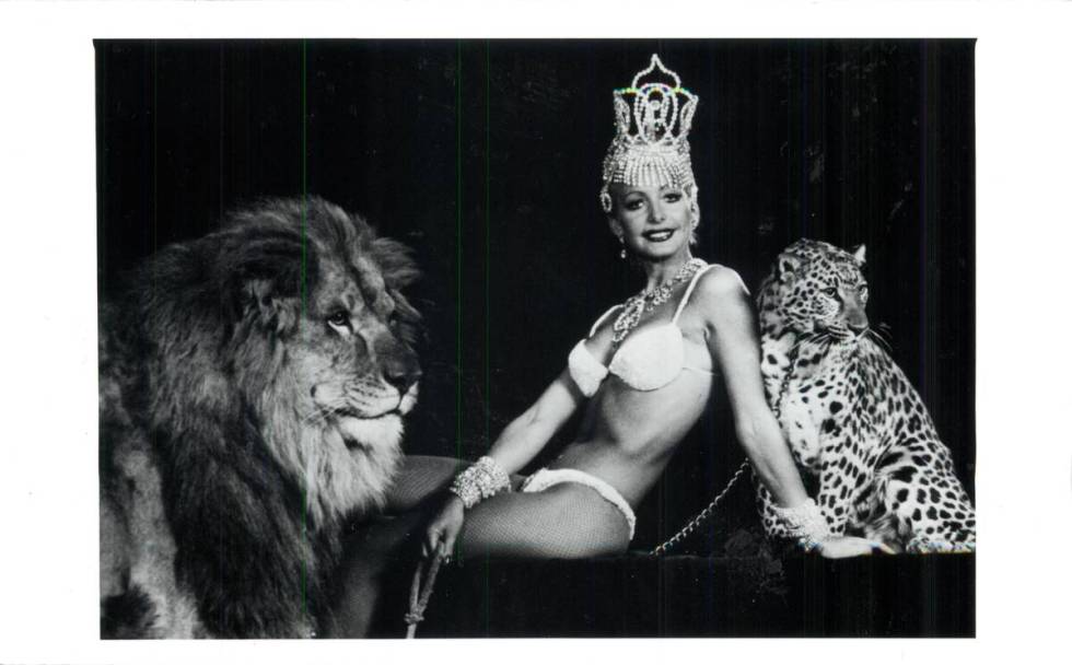 Casha Ferco of the “Fercos” magic act in the casino de paris show with her feline friends. ...