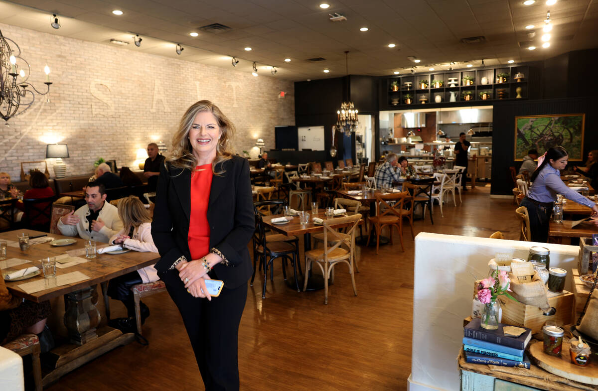 Elizabeth Blau, owner of Honey Salt, greets guests at her restaurant in Las Vegas Wednesday, Fe ...