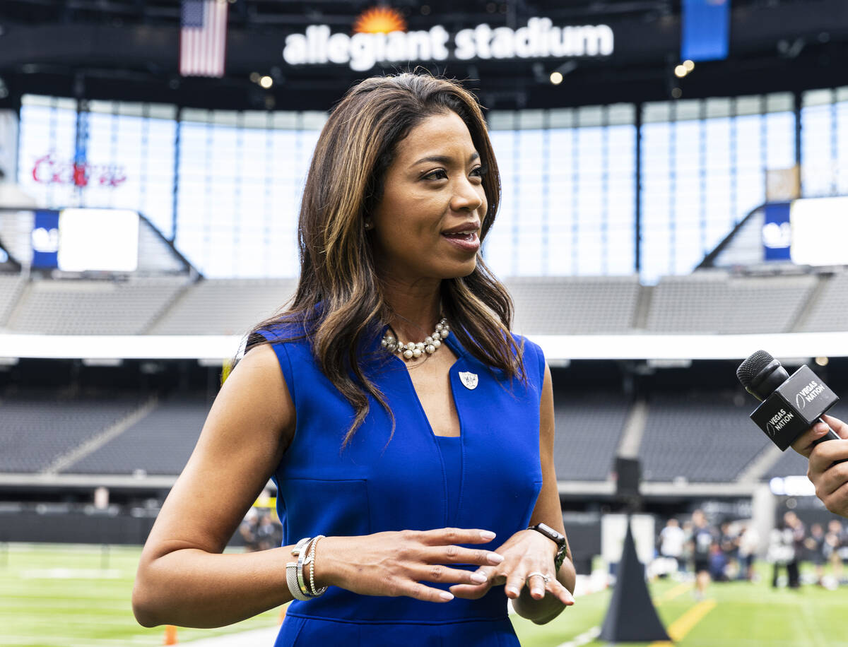 Raiders President Sandra Douglass Morgan speaks during an interview with the Review-Journal at ...