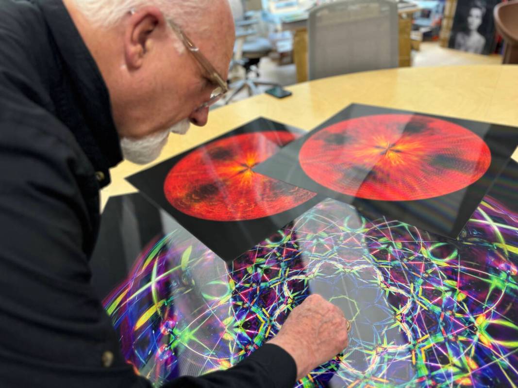 James Stanford proofing lenticular prints at HIVE Associates in London, UK in the summer of 202 ...