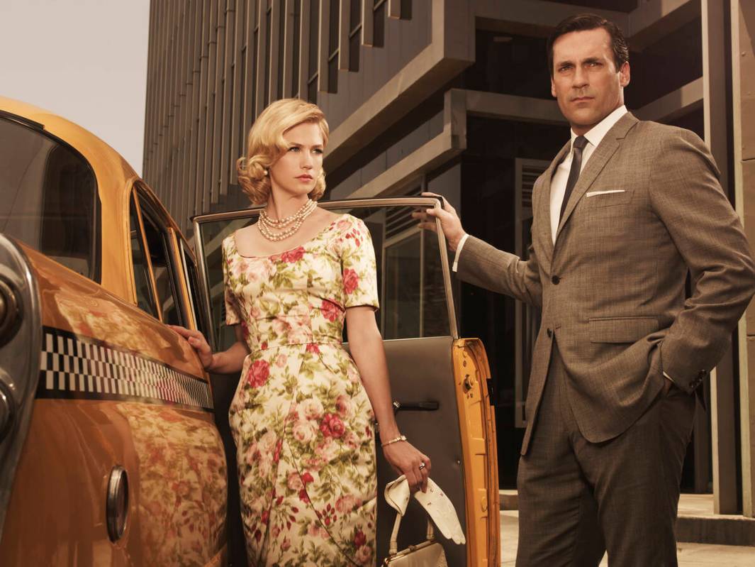 Betty Draper (January Jones) and Don Draper (Jon Hamm) in a scene from the AMC television show ...