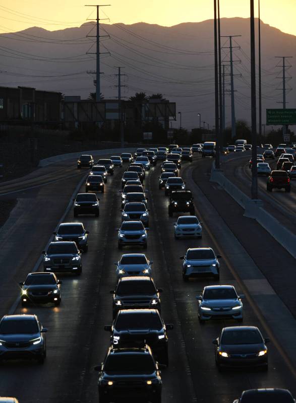 Rush hour traffic is seen on Interstate 215 between Green Valley and St. Rose Parkways Friday, ...