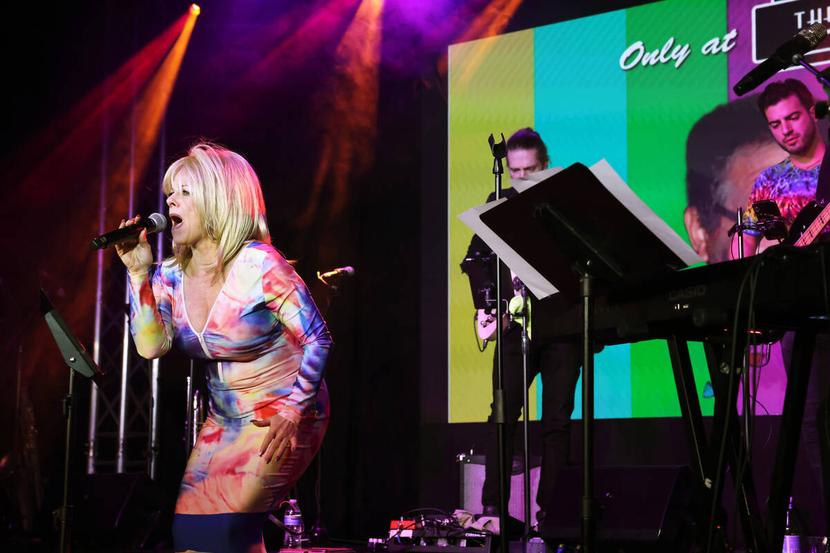 Las Vegas singer Kelly Vohnn performs during a birthday party benefit for Las Vegas Review-Jour ...