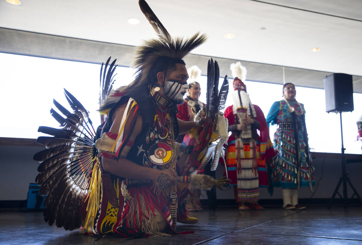 Nino Alvarez, of the Las Vegas Paiute Tribe, during the Winter Gathering at the Red Rock Canyon ...