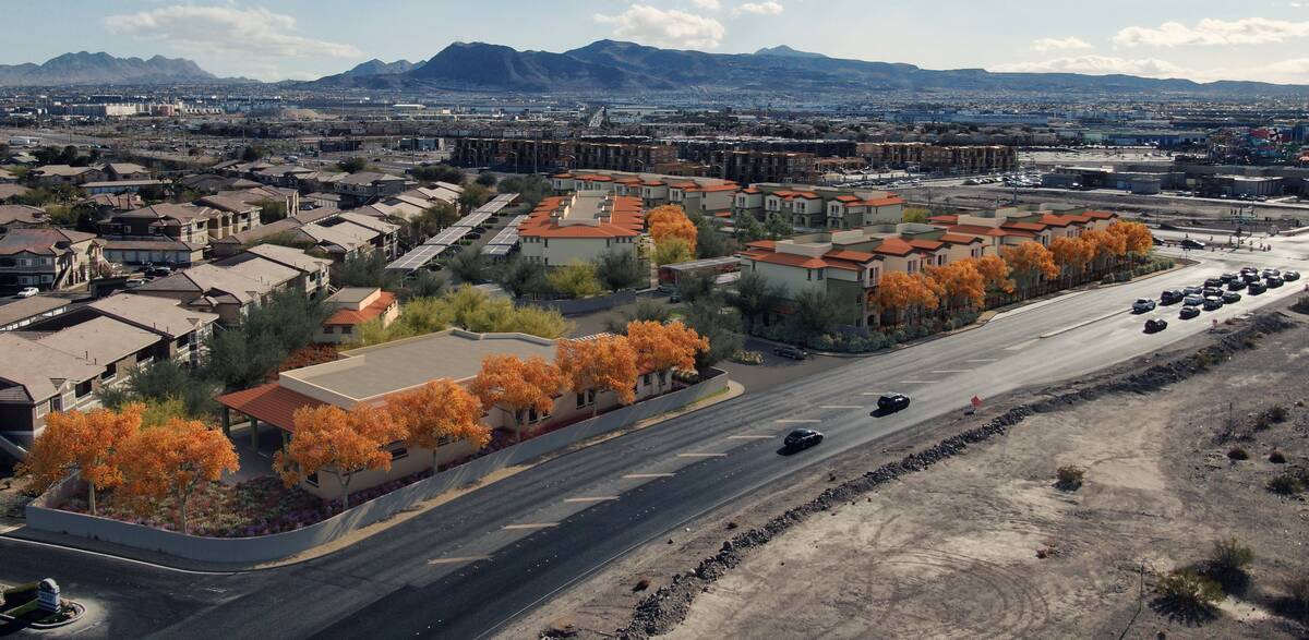 A rendering of Sunrise Ranch Apartments is seen in this image provided by Nevada HAND.