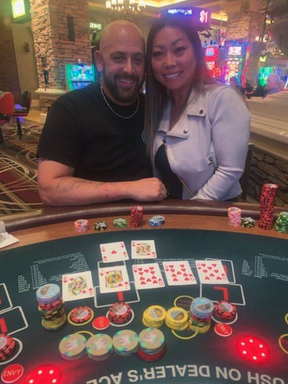 Shawn Tiberio drew a seven-card straight flush in pai gow poker to win nearly $575,000 at Green ...