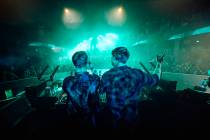 Anyma is shown with John Summit in DJ booth at LIV nightclub at Fontainebleau on Saturday, Marc ...