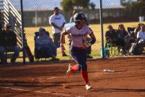 Coronado's Alohi Mundon (8) runs to first base against Foothill during a softball game at Coron ...