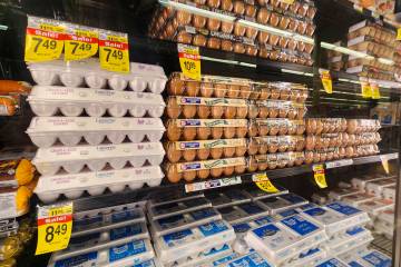 Eggs, which have been subject to rising prices, are seen at an Albertsons in the Huntridge area ...