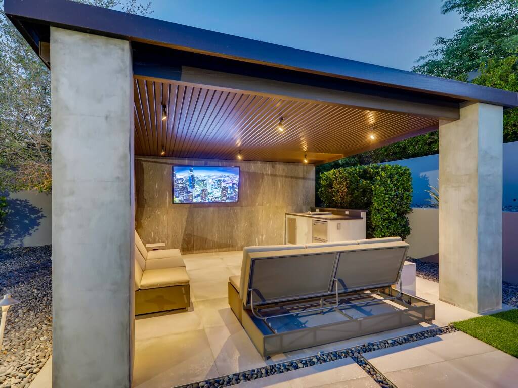 Outside entertainment area at the luxury residence in The Ridges in Summerlin. (HomeSmart Encore)