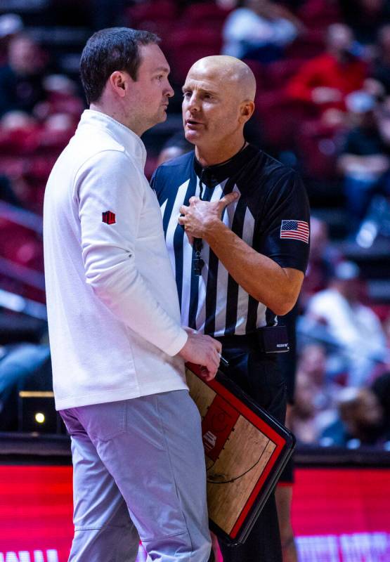UNLV head coach Kevin Kruger isn't interested in an official's foul call explanation in favor ...