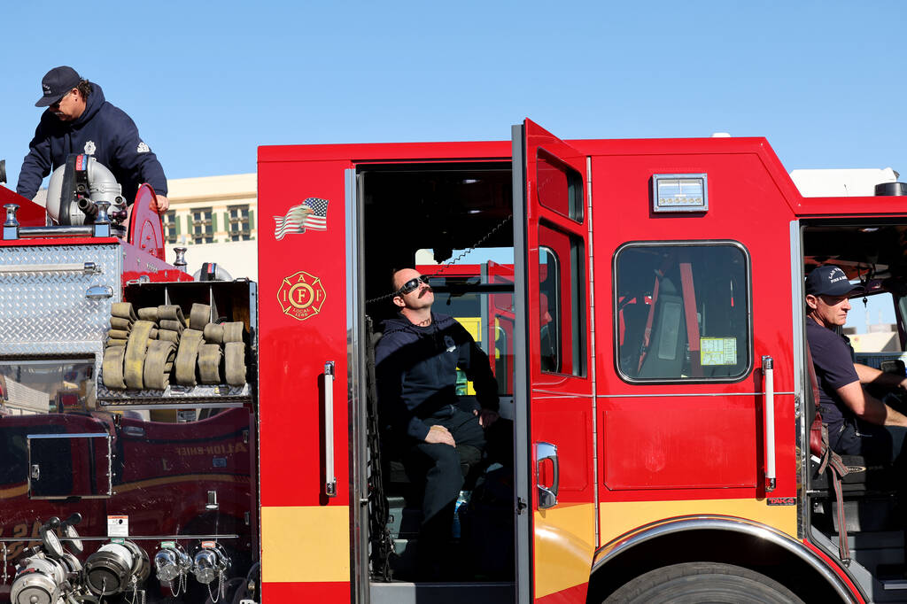Firefighters from Las Vegas Fire and Rescue pack at the Clark County Fire Department Training C ...