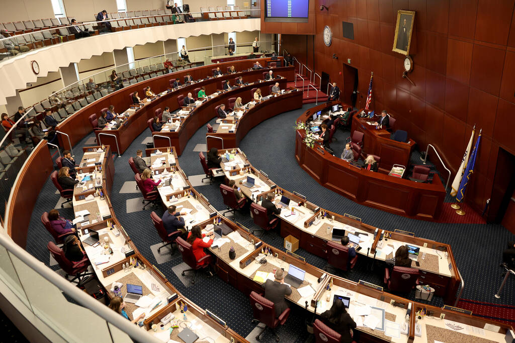 Speaker Steve Yeager, D-Las Vegas, leads an Assembly floor session in the Legislative Building ...
