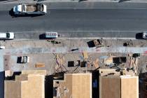 Houses are seen under construction on Gentle Swan Street in D.R. Horton’s Symmetry devel ...