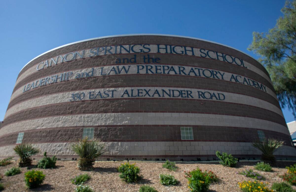 Canyon Springs High School, seen in June 2024 in North Las Vegas. (Las Vegas Review-Journal)