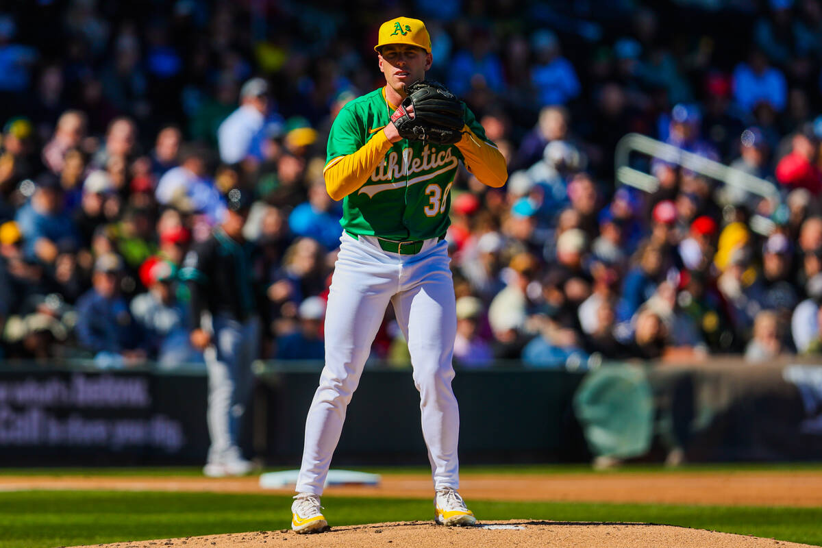 Athletics pitcher JP Sears readies himself to throw the ball during a Big League Weekend baseba ...
