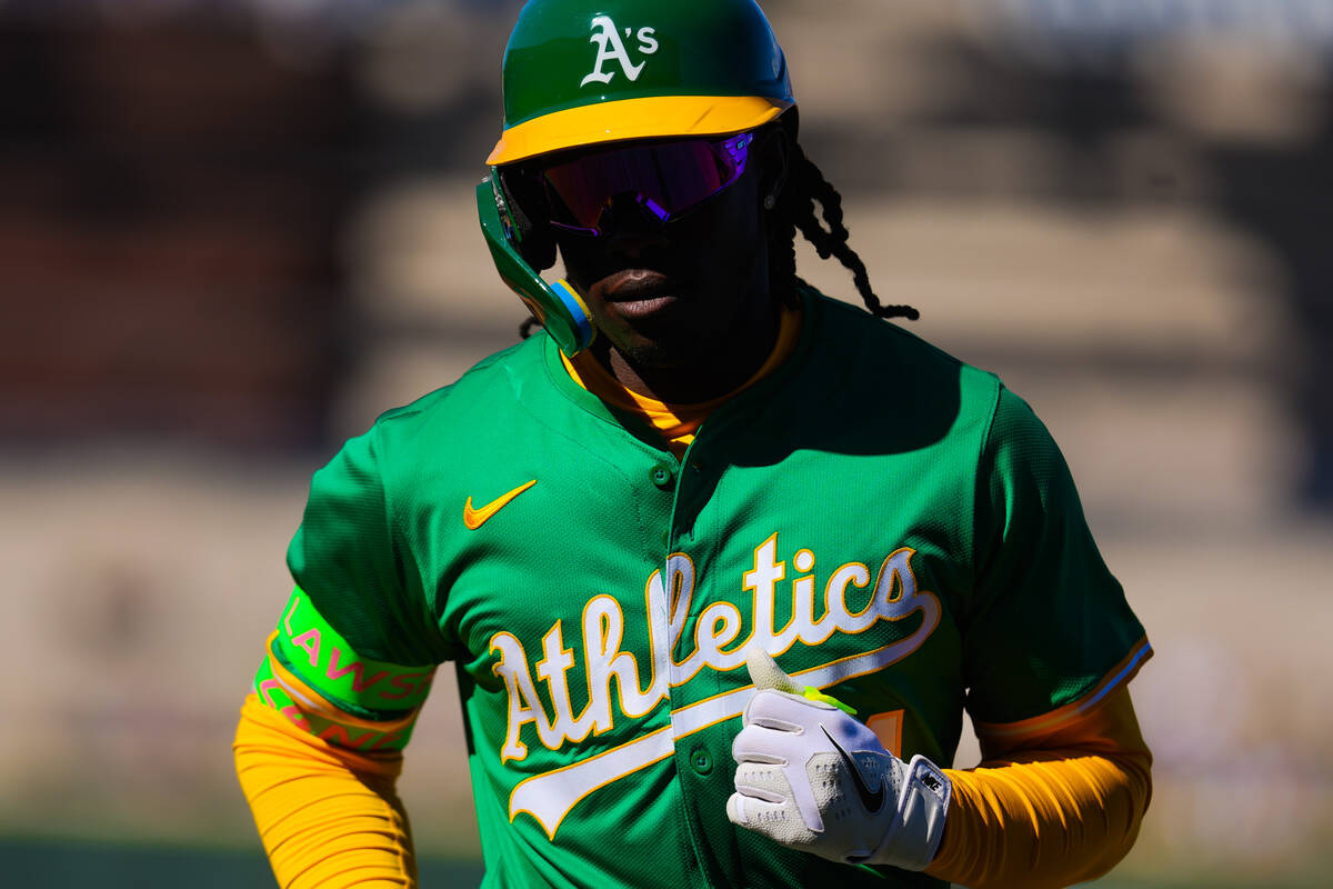 Athletics outfielder Lawrence Butler (4) is seen during a Big League Weekend baseball game betw ...